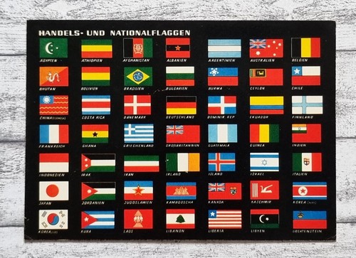 Cartolina commercio bandiere - cartolina,